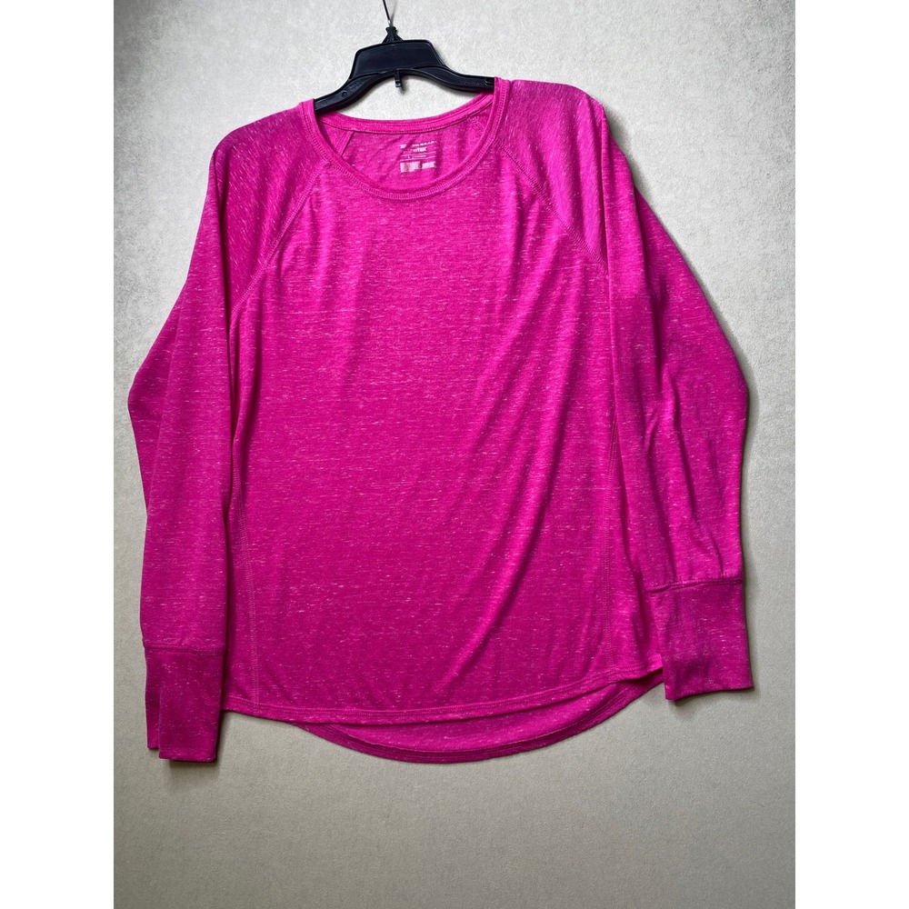 Tek Gear DryTek Womens Large Magenta Pink Space Dye Long Sleeve Thumbhole Top